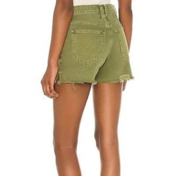 We The Free Makai Button Fly Cotton Denim Cut Off Shorts in Olive Green -Size 28 - Picture 2 of 10